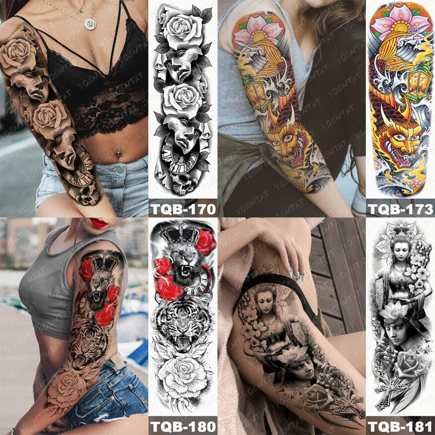 Large Arm Sleeve Tattoo Waterproof Temporary Tattoo Sticker Art for Men ...